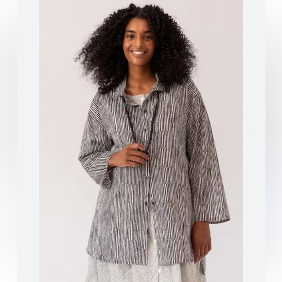 Gudrun Sjoden Tops - Gudrun Sjöden Striped Lightweight Tunic Lagenlook Woven Organic Cotton Sz Small